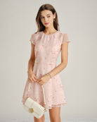 Women's Woven Polyester Mini Dress Pink Dresses - RIHOAS