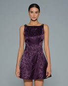 Women's Woven Polyester Mini Dress Purple Dresses - RIHOAS
