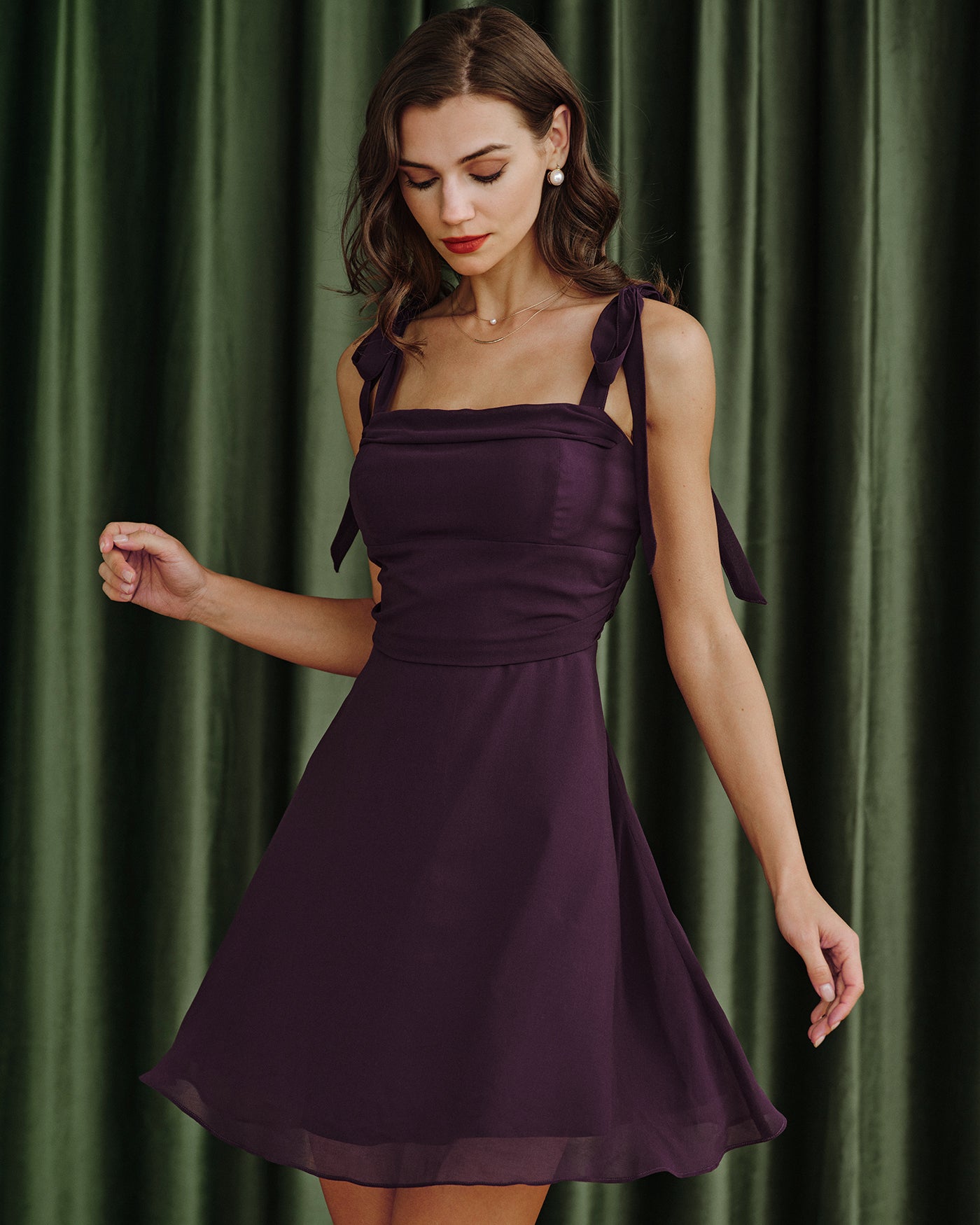 Purple Tie Strap Chiffon Mini Dress & Reviews - Purple - Dresses | RIHOAS Purple Tie Strap Chiffon Mini Dress & Reviews - Purple - Dresses | RIHOAS