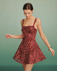 Women's Woven Polyester Mini Dress Red Dresses - RIHOAS