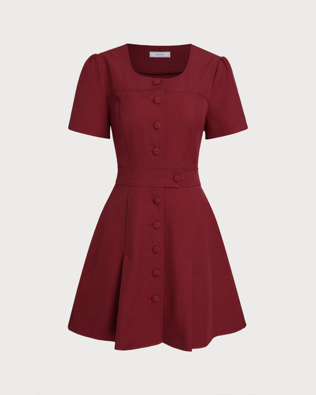 Women's Woven Polyester Mini Dress Red Dresses - RIHOAS