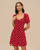 Women's Woven Polyester Mini Dress Red Dresses - RIHOAS