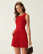 Women's Woven Polyester Mini Dress Red Dresses - RIHOAS