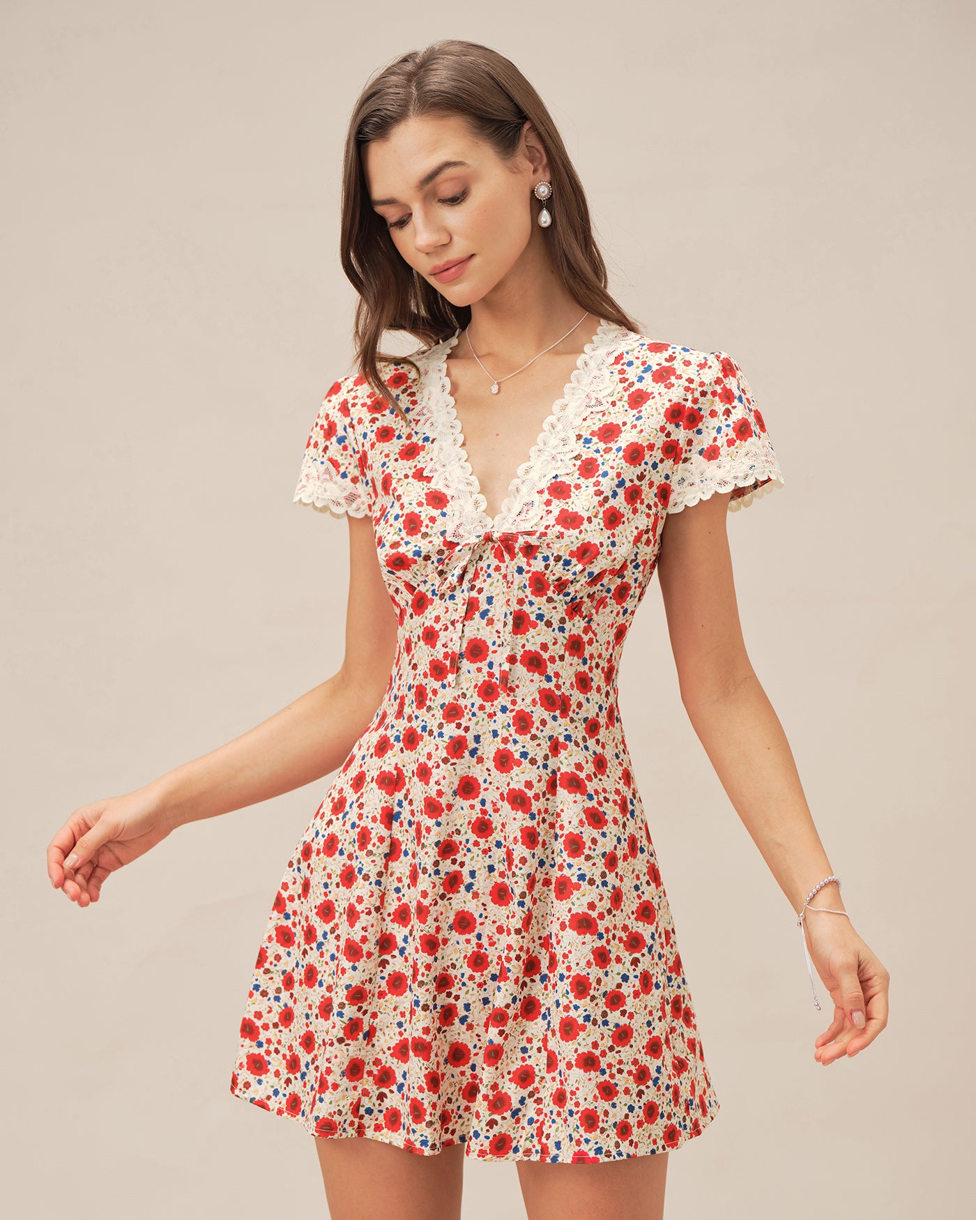 Rihoas Short Sleeve Floral Lace Mini Dress Rihoas Short Sleeve Floral Lace Mini Dress