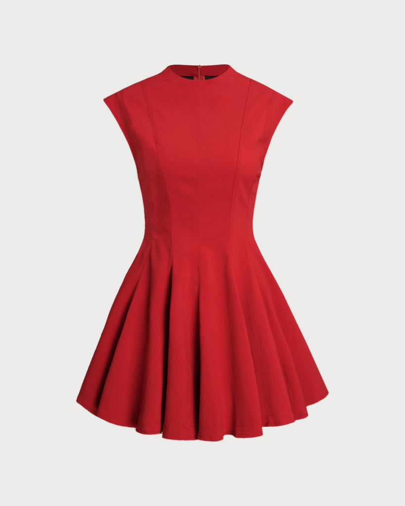 Women's Woven Polyester Mini Dress Red Dresses - RIHOAS