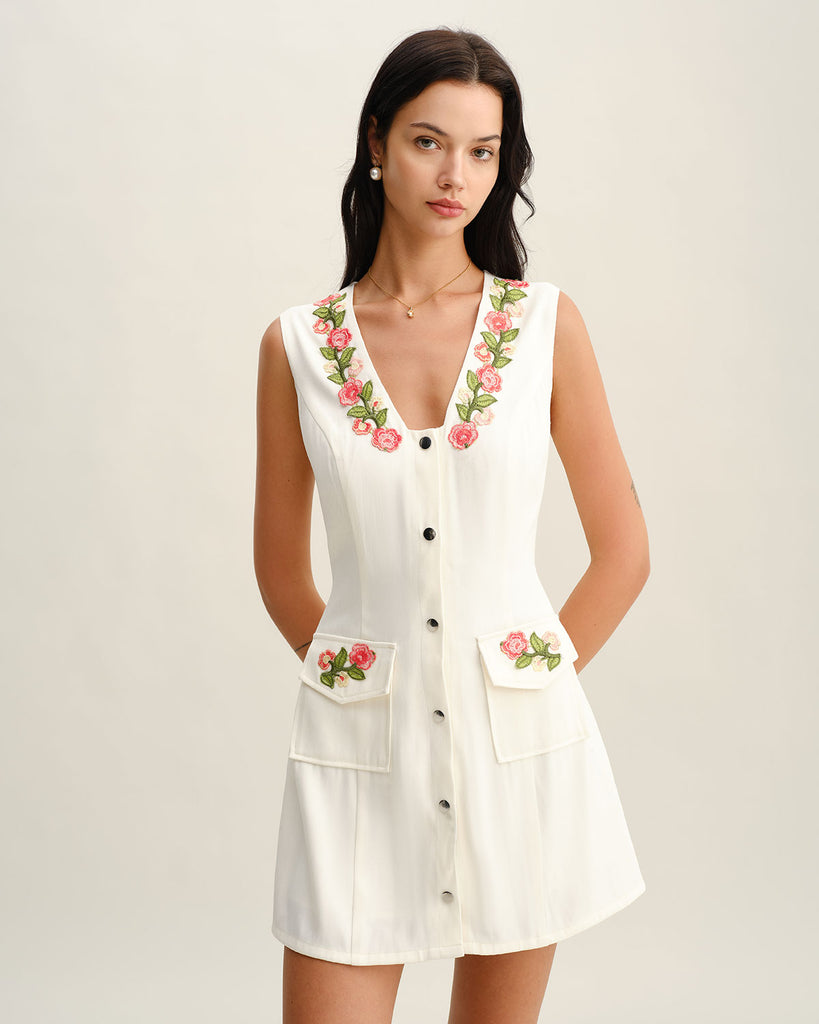 Women's Woven Polyester Mini Dress White Dresses - RIHOAS