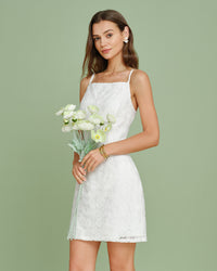 Women's Woven Polyester Mini Dress White Dresses - RIHOAS