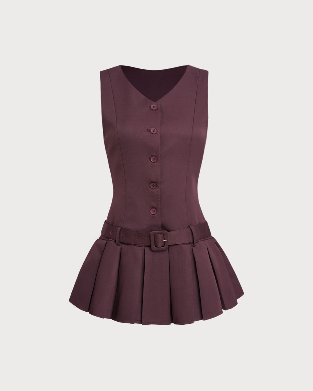 Women's Woven Polyester Mini Dress Wine Red Dresses - RIHOAS