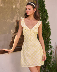 Women's Woven Polyester Mini Dress Yellow Dresses - RIHOAS