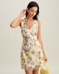 Women's Woven Polyester Mini Dress Yellow Dresses - RIHOAS