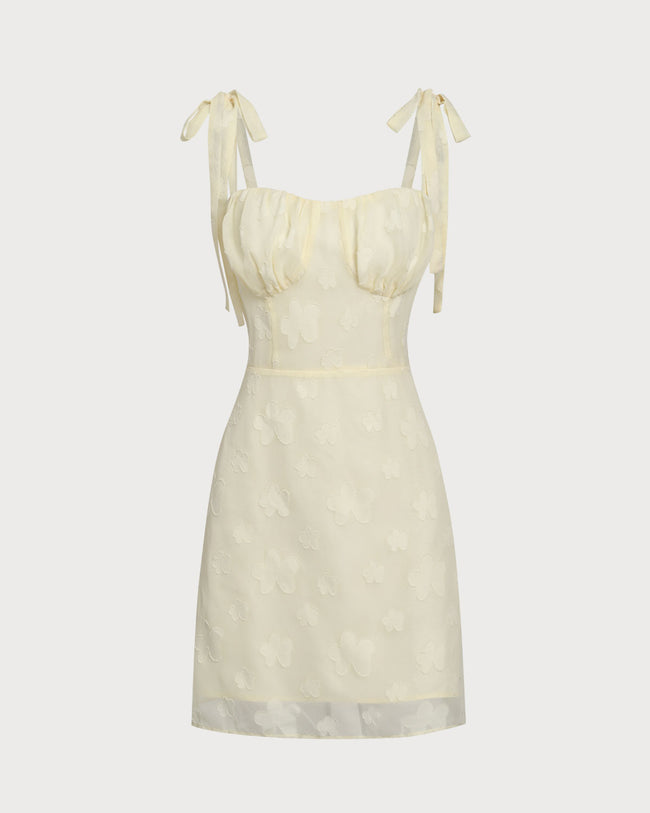Women's Woven Polyester Mini Dress Yellow Dresses - RIHOAS