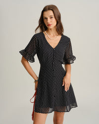Women's Woven Polyester Mini Dresses Black Dresses - RIHOAS