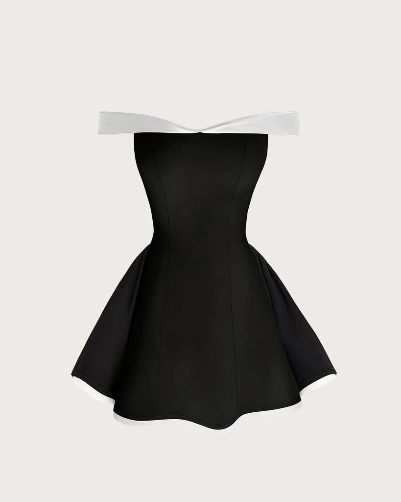 Women's Woven Polyester Mini Dresses Black Dresses - RIHOAS