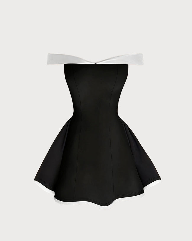 Women's Woven Polyester Mini Dresses Black Dresses - RIHOAS