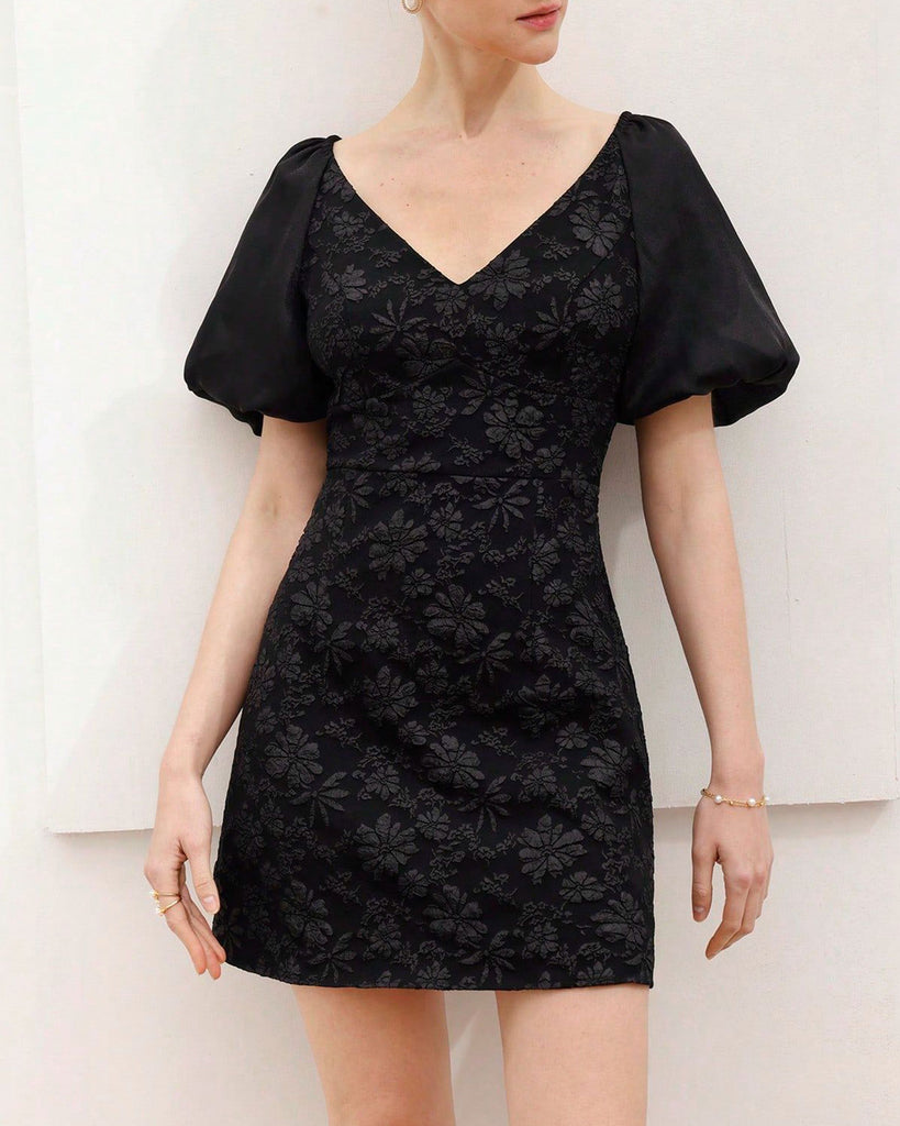 Women's Woven Polyester Mini Dresses Black Dresses - RIHOAS