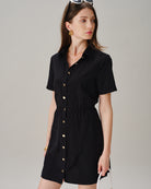 Women's Woven Polyester Mini Dresses Black Dresses - RIHOAS