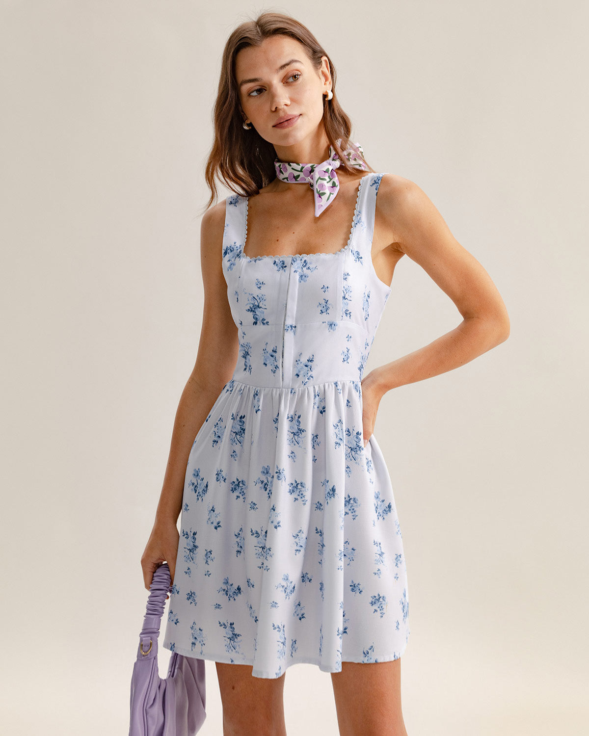 Blue Floral Square Neck Slip Mini Dress & Reviews - Blue - Dresses | RIHOAS Blue Floral Square Neck Slip Mini Dress & Reviews - Blue - Dresses | RIHOAS