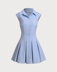 Women's Woven Polyester Mini Dresses Blue Dresses - RIHOAS