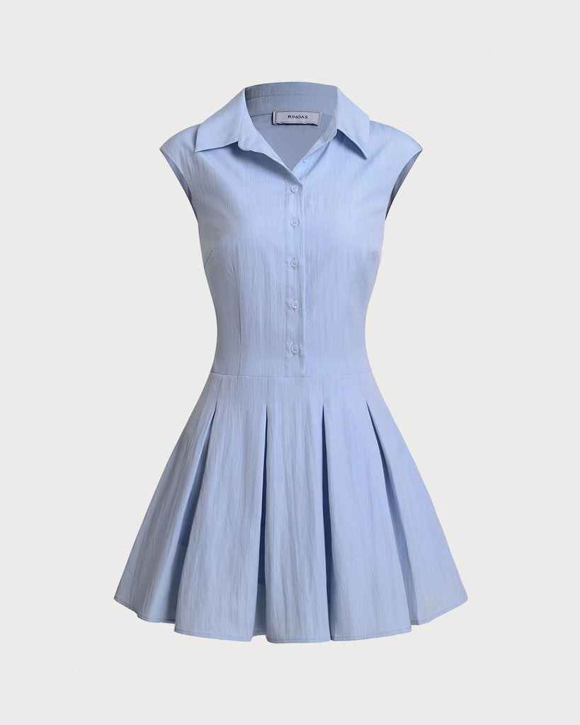 Women's Woven Polyester Mini Dresses Blue Dresses - RIHOAS