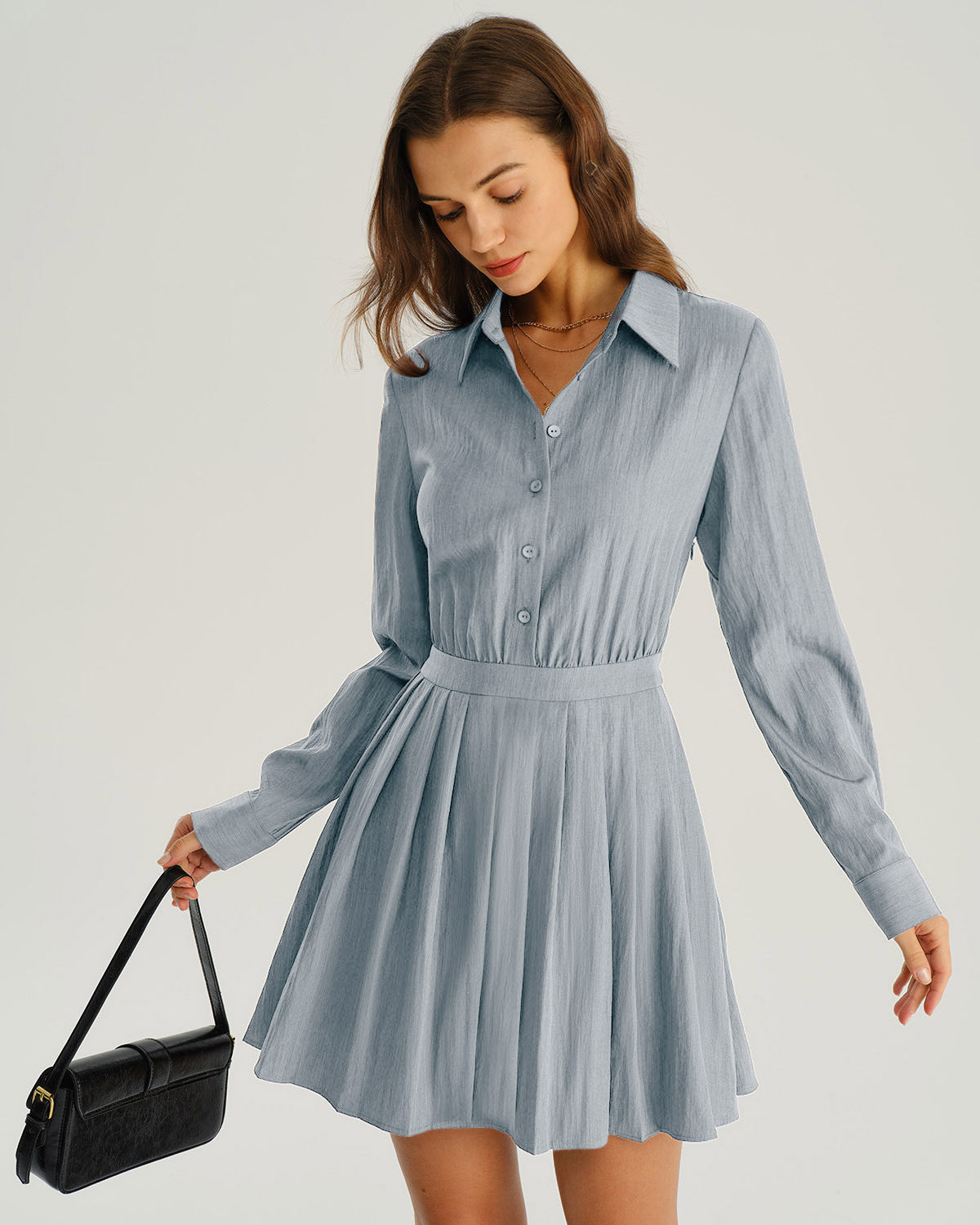 Women's Woven Polyester Mini Dresses Blue Dresses - RIHOAS