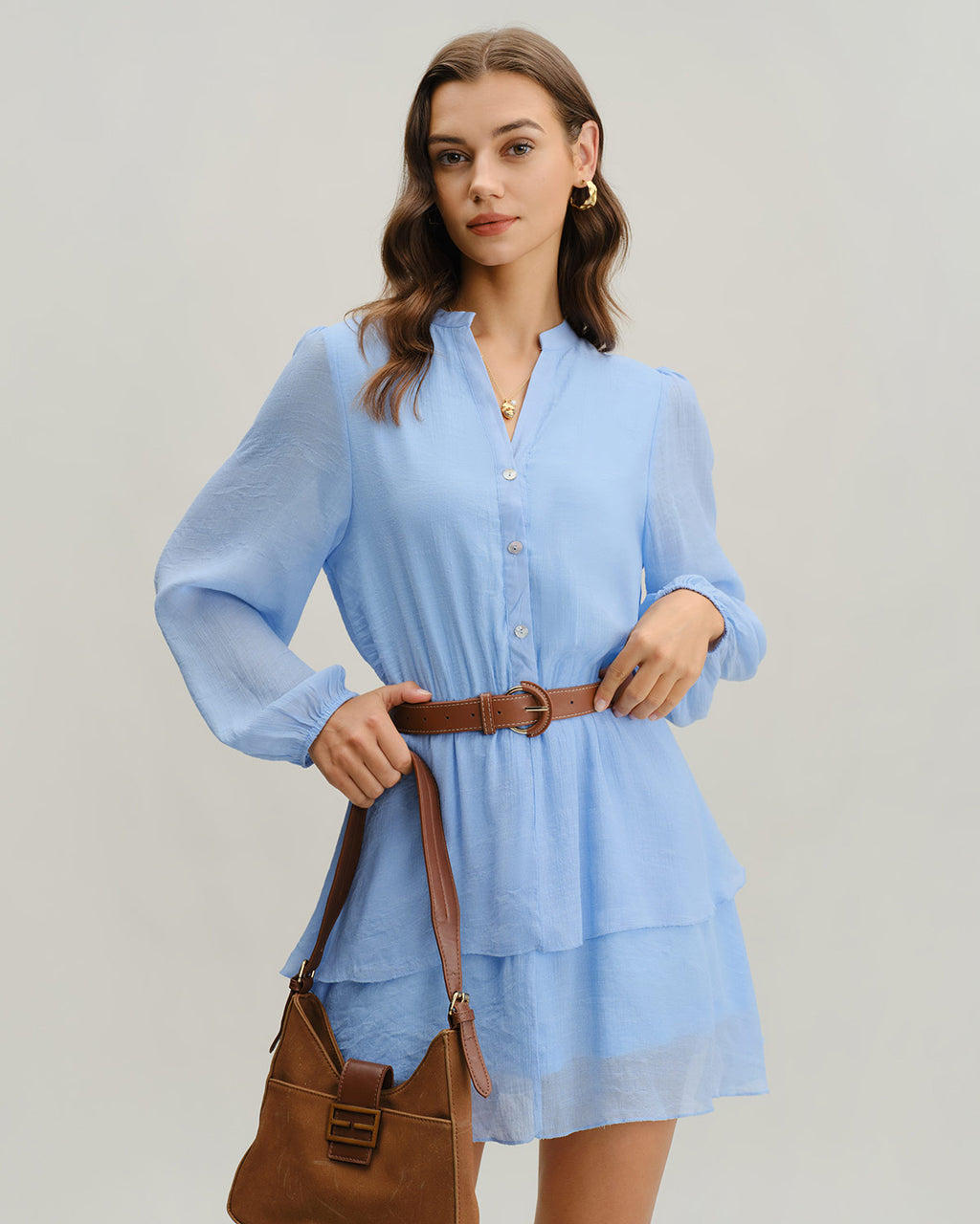 Women's Woven Polyester Mini Dresses Blue Dresses - RIHOAS