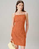 Women's Woven Polyester Mini Dresses Caramel Dresses - RIHOAS