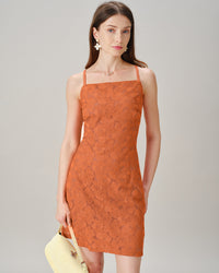 Women's Woven Polyester Mini Dresses Caramel Dresses - RIHOAS