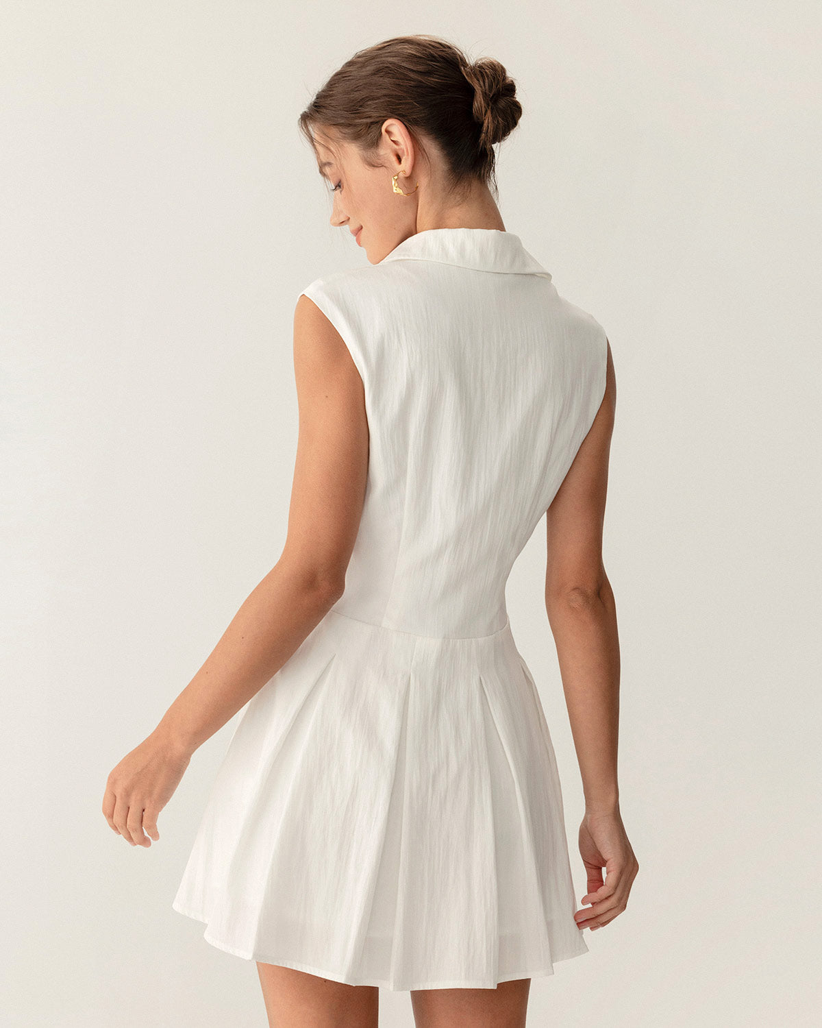 White Button A-Line Sleeveless Mini Dress - RIHOAS & Reviews - White - Dresses | RIHOAS White Button A-Line Sleeveless Mini Dress - RIHOAS & Reviews - White - Dresses | RIHOAS