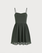 Green Sweetheart Neck Chiffon Mini Dress 02