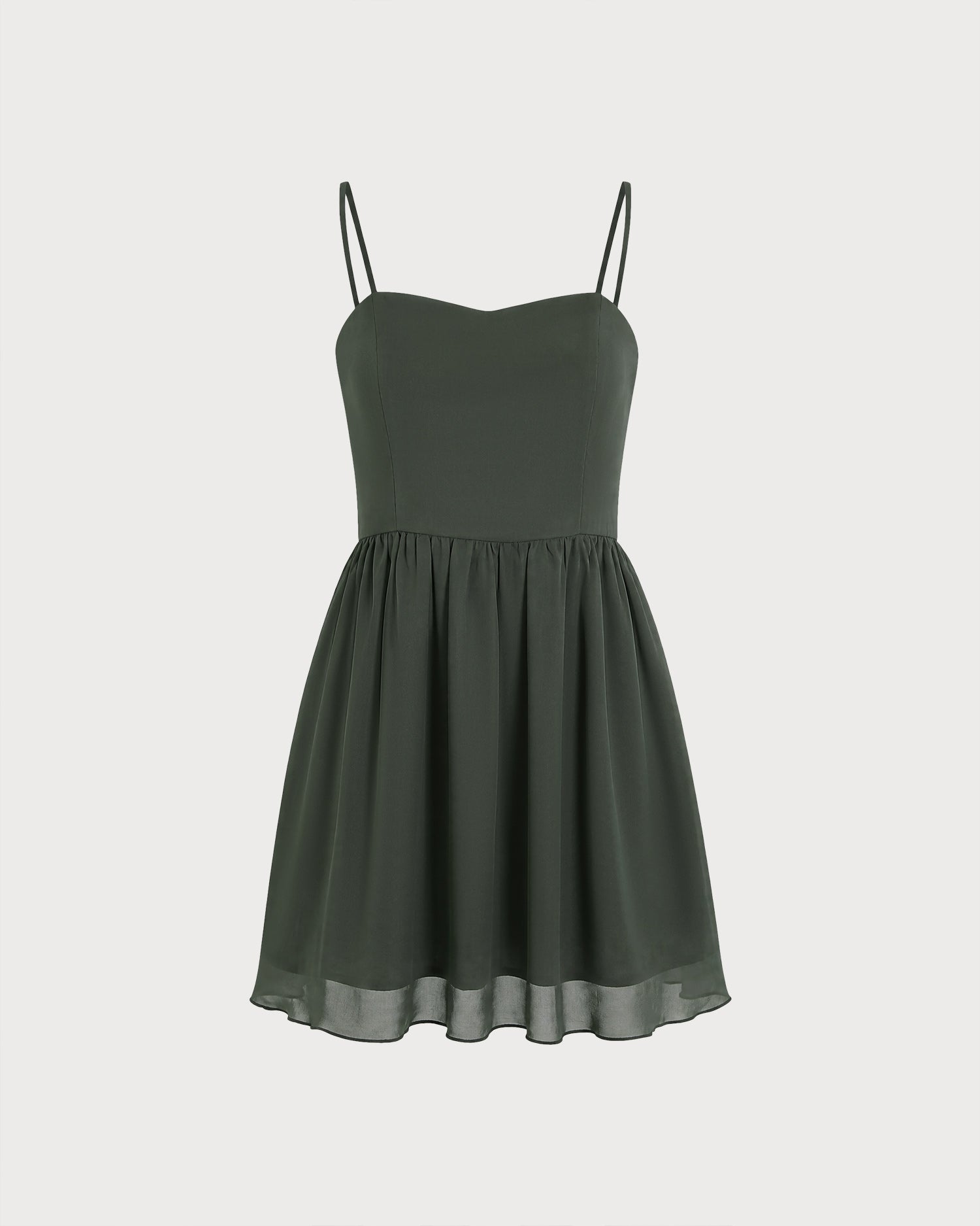 Green Sweetheart Neck Chiffon Mini Dress 02