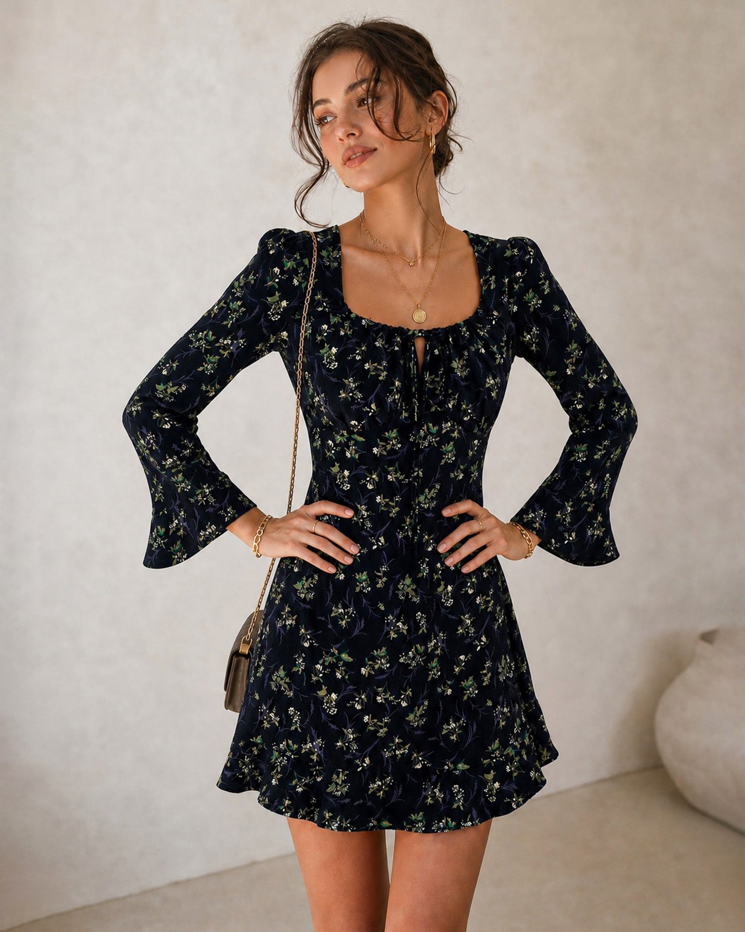 Women's Woven Polyester Mini Dresses - RIHOAS
