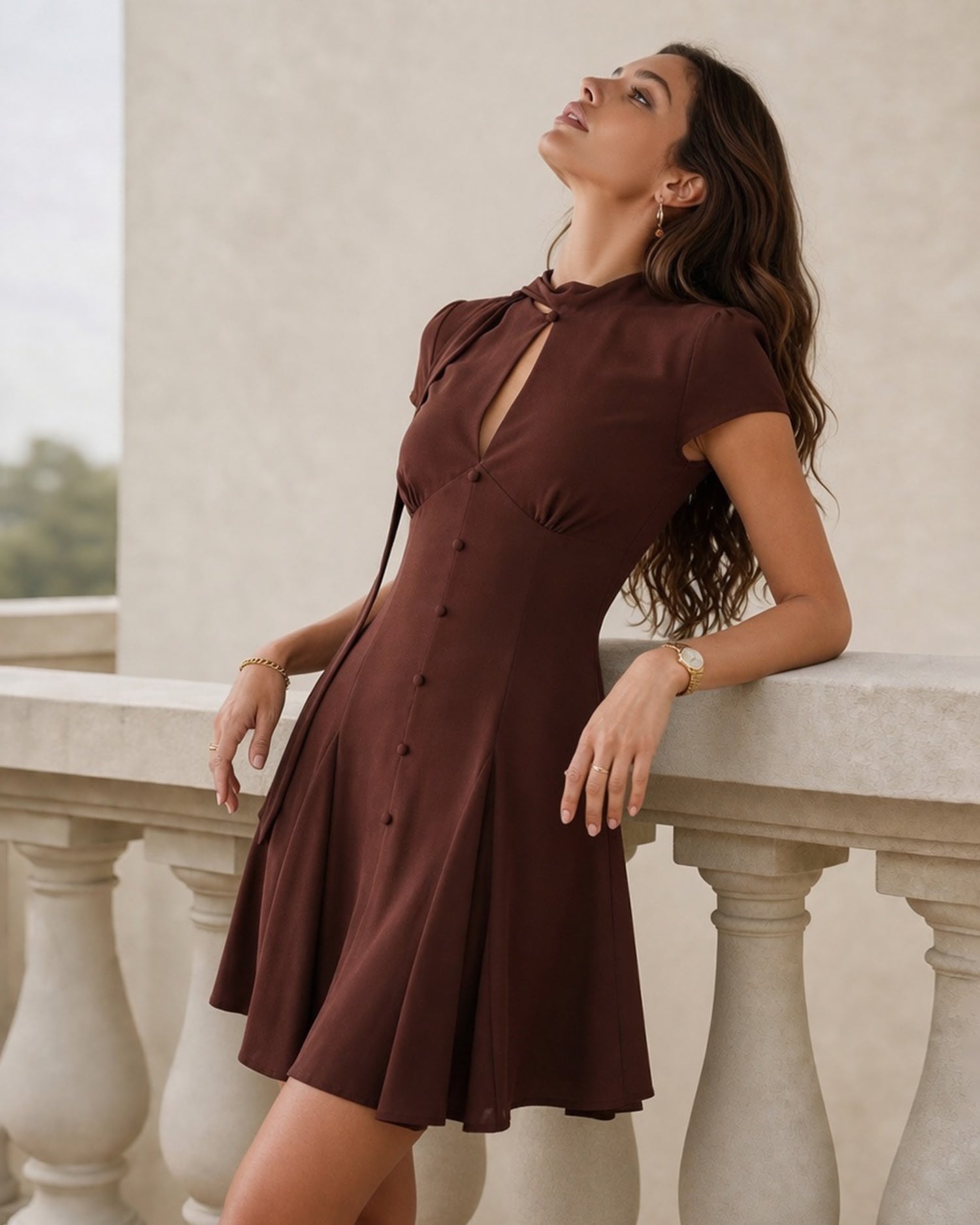 Women's Woven Polyester Mini Dresses - RIHOAS