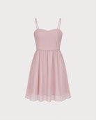 Pink Sweetheart Neck A-Line Mini Dress 01