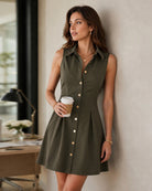 Women's Woven Polyester Mini Dresses - RIHOAS - 11