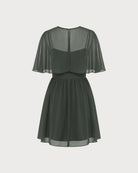 Green Sweetheart Neck Chiffon Mini Dress 03