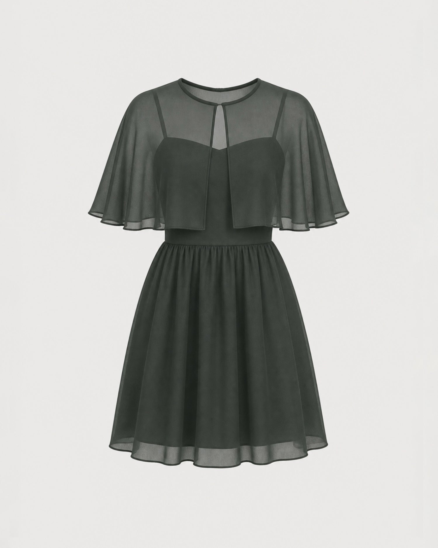 Green Sweetheart Neck Chiffon Mini Dress - RIHOAS - 05