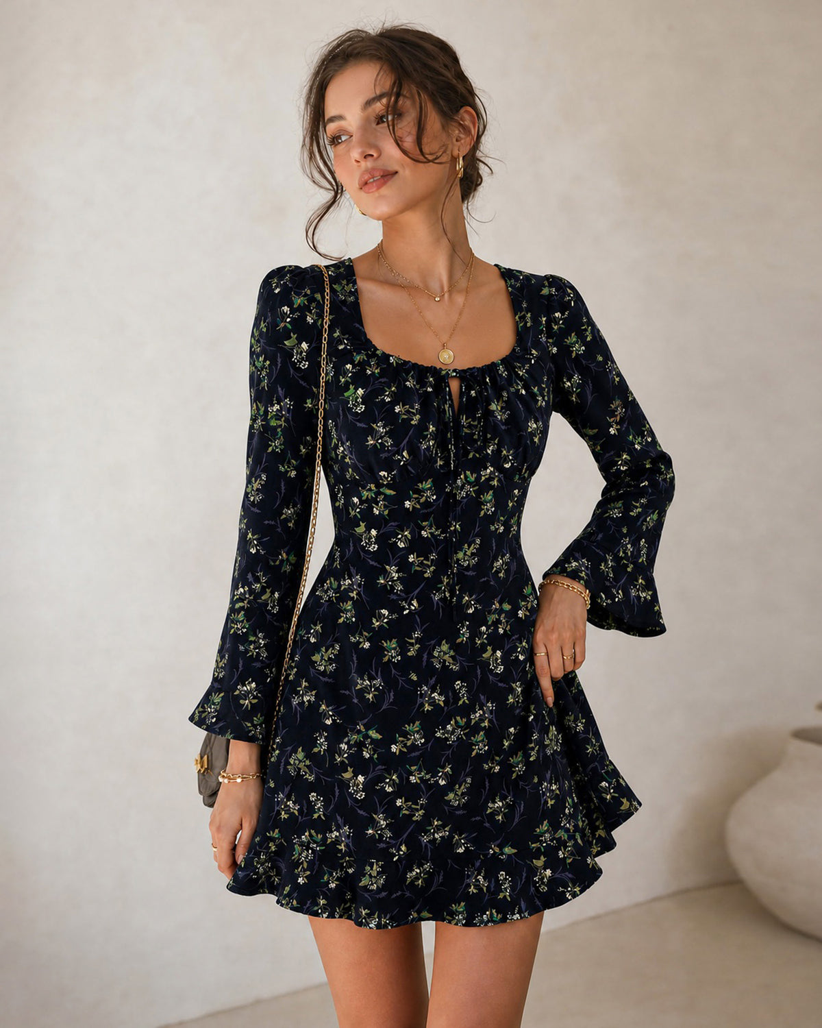 Women's Woven Polyester Mini Dresses - RIHOAS