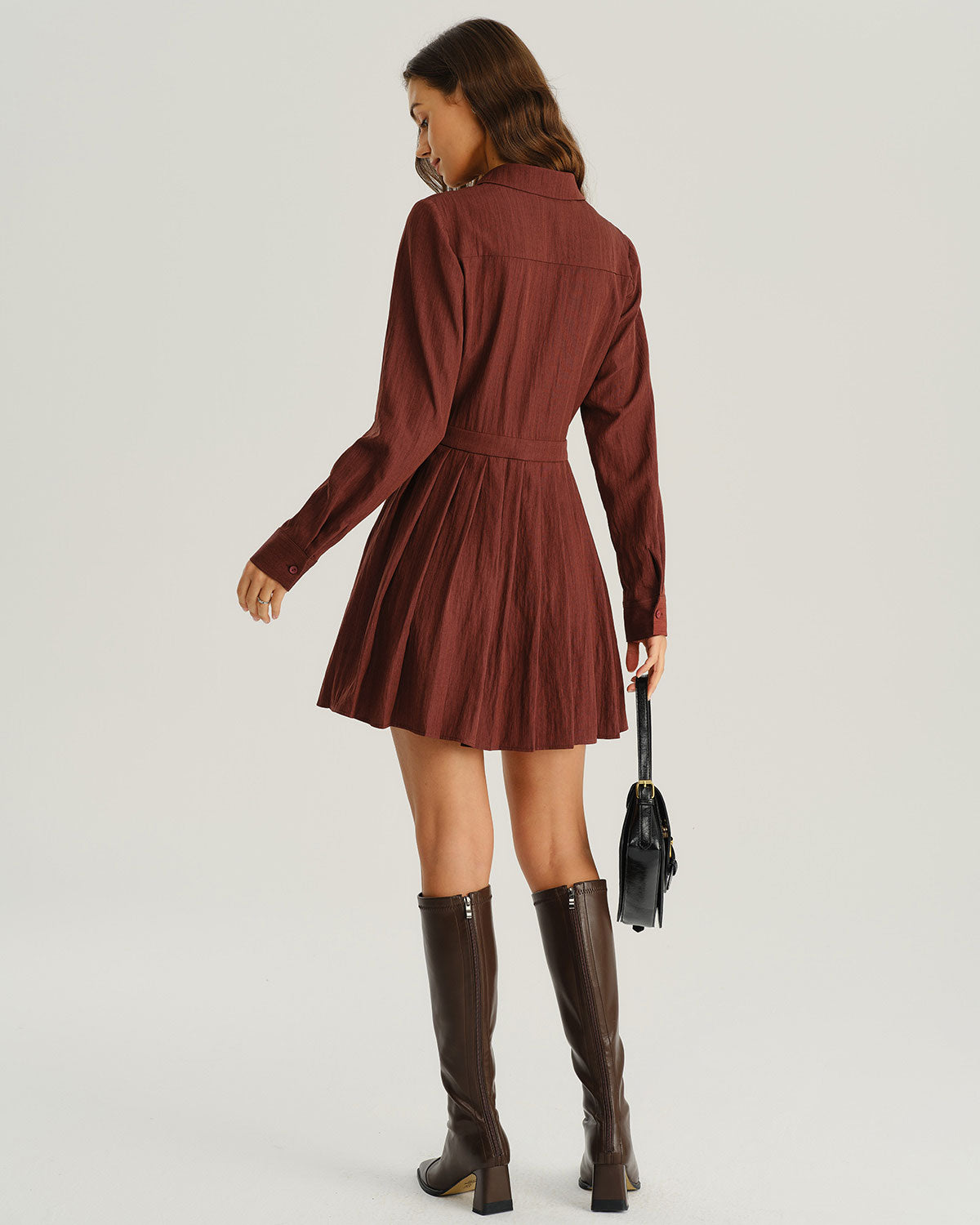 Brick Red A-Line Pleated Mini Dress & Reviews - Brick Red - Dresses
