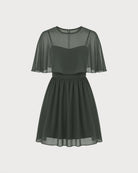 Green Sweetheart Neck Chiffon Mini Dress 01