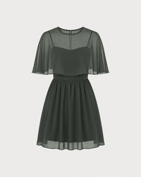 Green Sweetheart Neck Chiffon Mini Dress 01