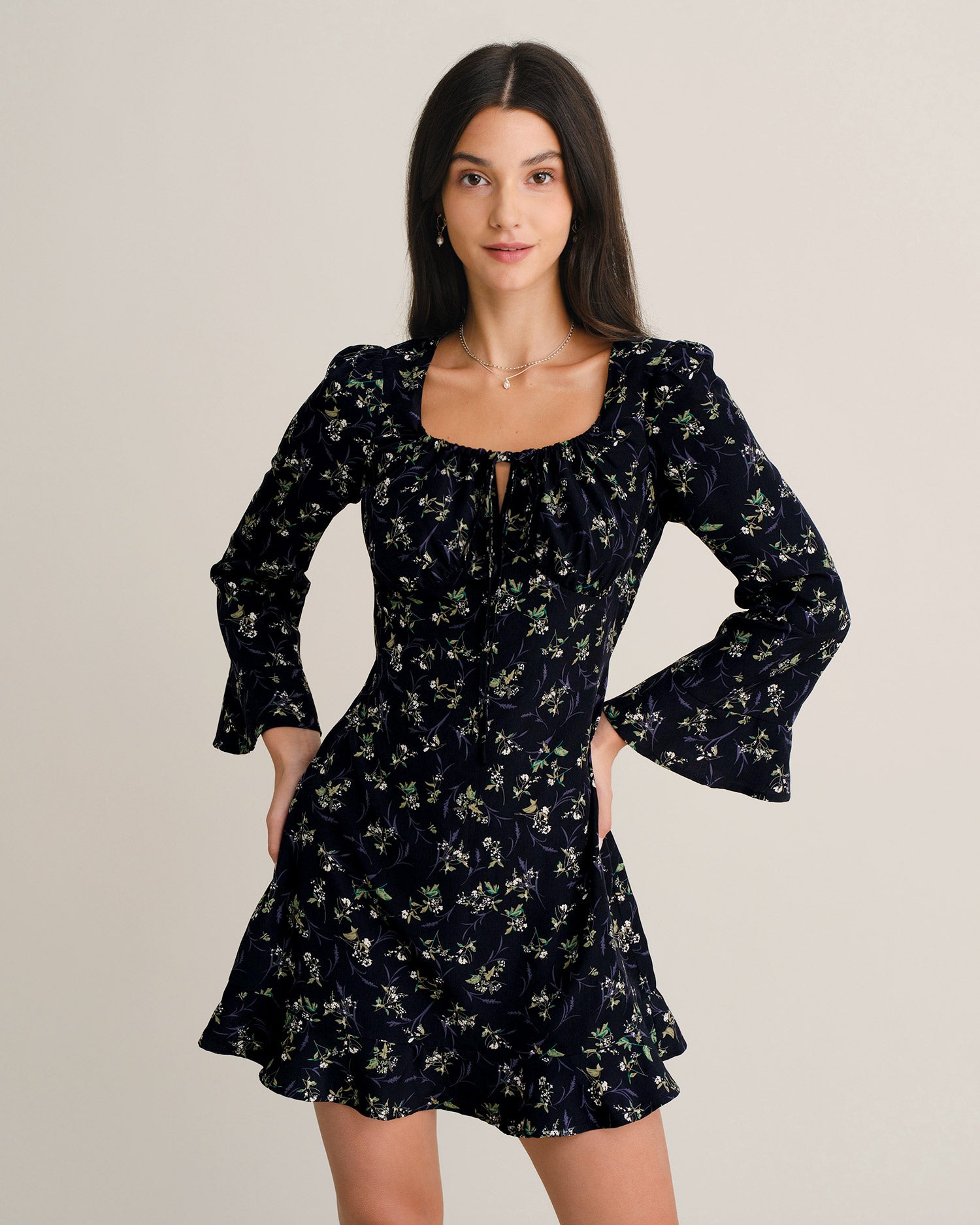 Women's Woven Polyester Mini Dresses Navy - RIHOAS