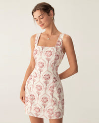 Pink Square Neck Floral Slip Mini Dress - RIHOAS