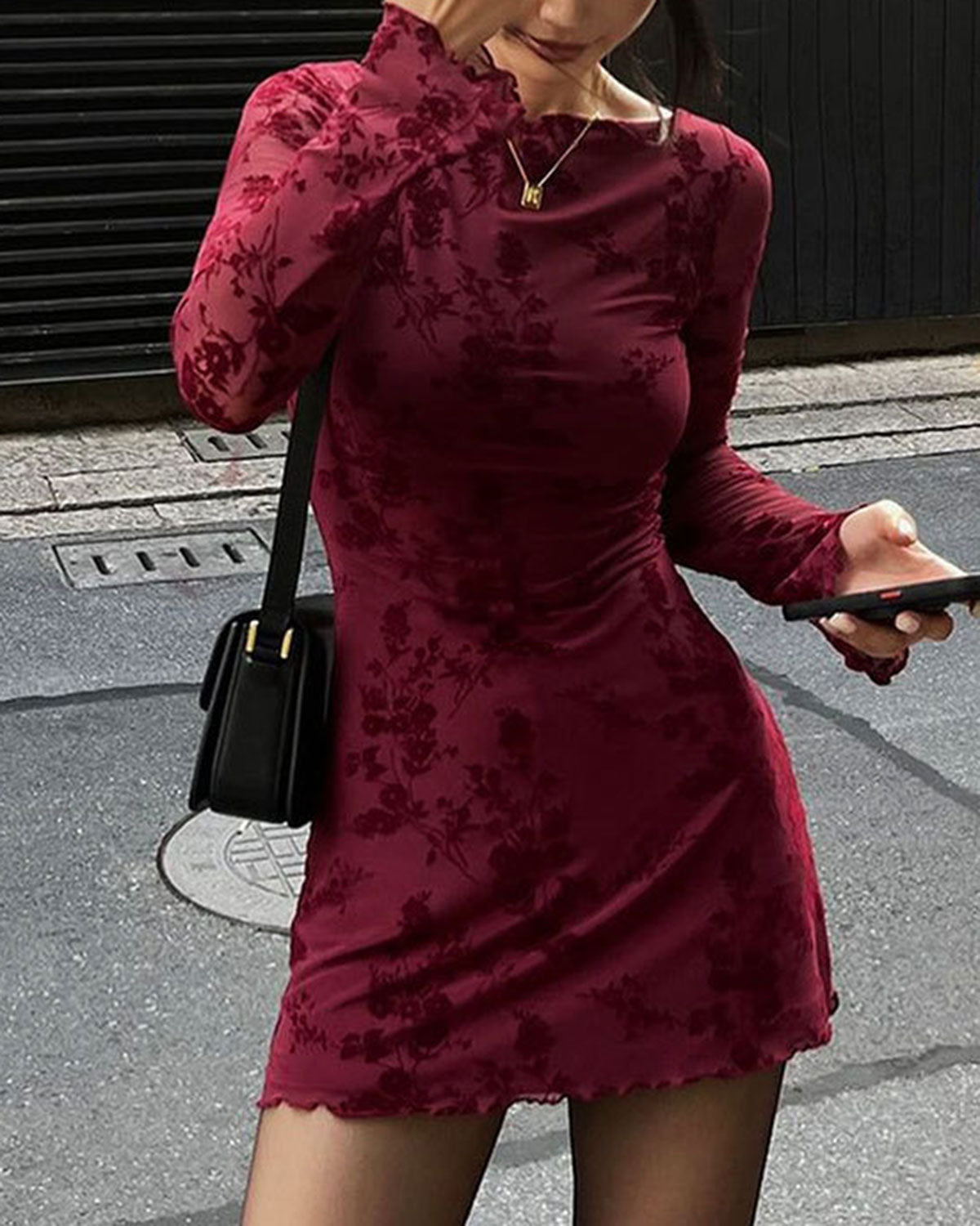 Women's Woven Polyester Mini Dresses Red Dresses - RIHOAS