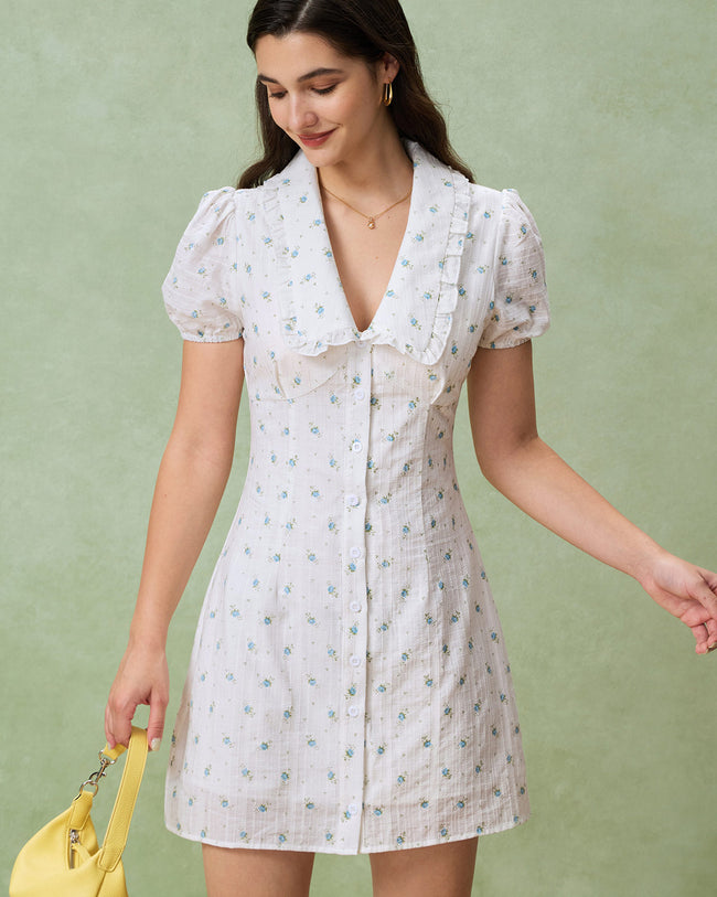 Women's Woven Polyester Mini Dresses White Dresses - RIHOAS