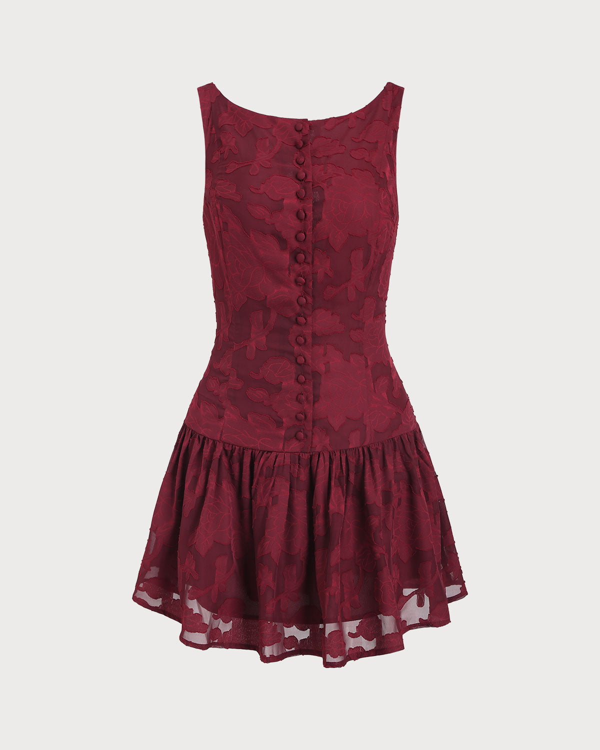 Women's Woven Polyester Mini Dresses Wine Red Dresses - RIHOAS