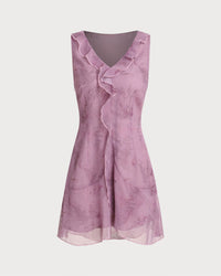 Women's Woven Polyester Mini Skirt Purple Dresses - RIHOAS
