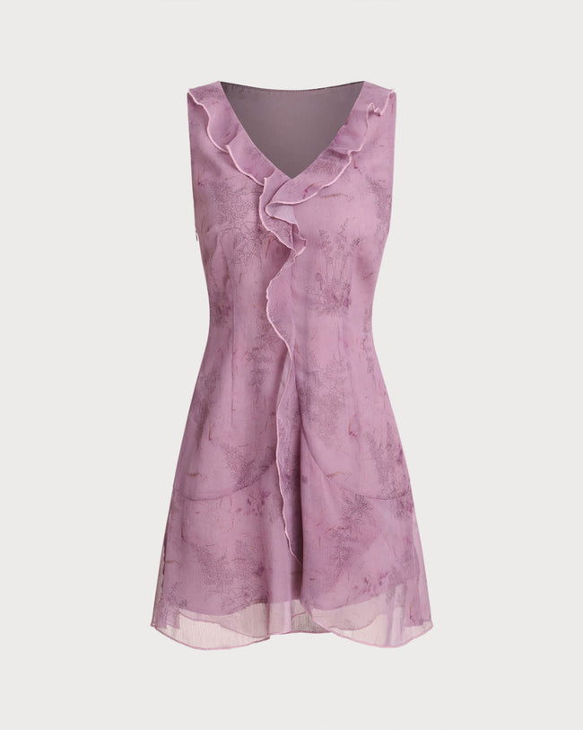 Women's Woven Polyester Mini Skirt Purple Dresses - RIHOAS