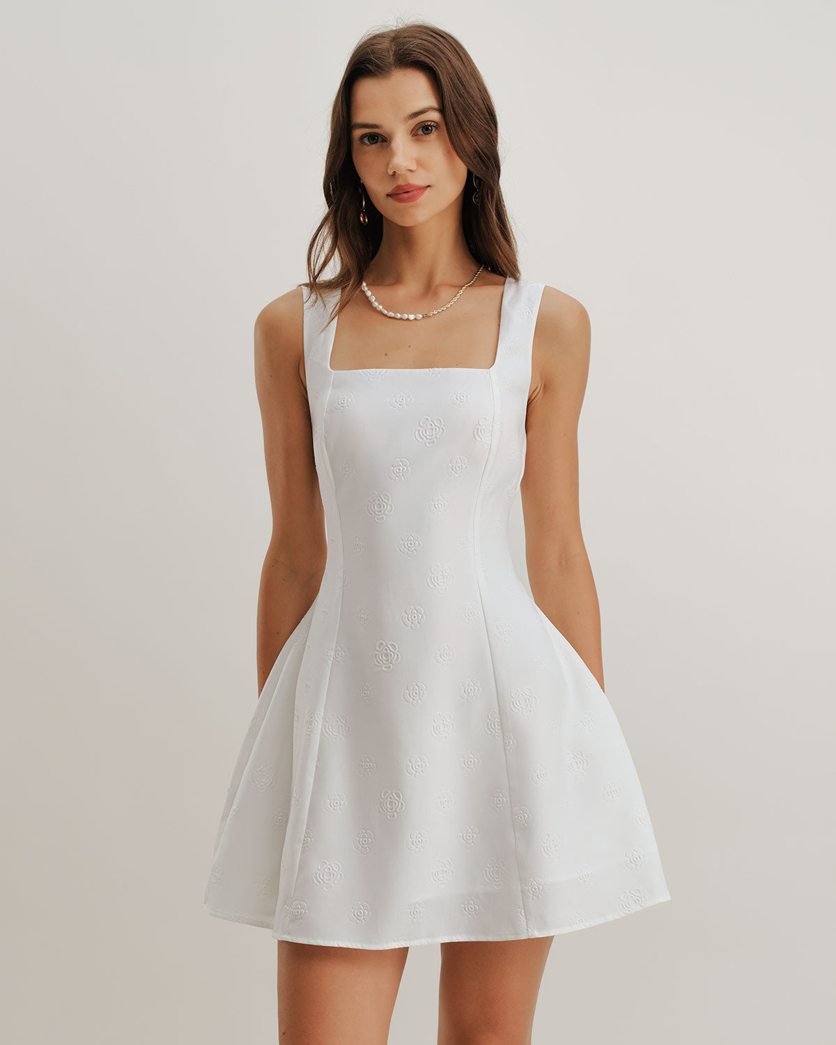 Women's Woven Polyester Mini Skirt White Dresses - RIHOAS