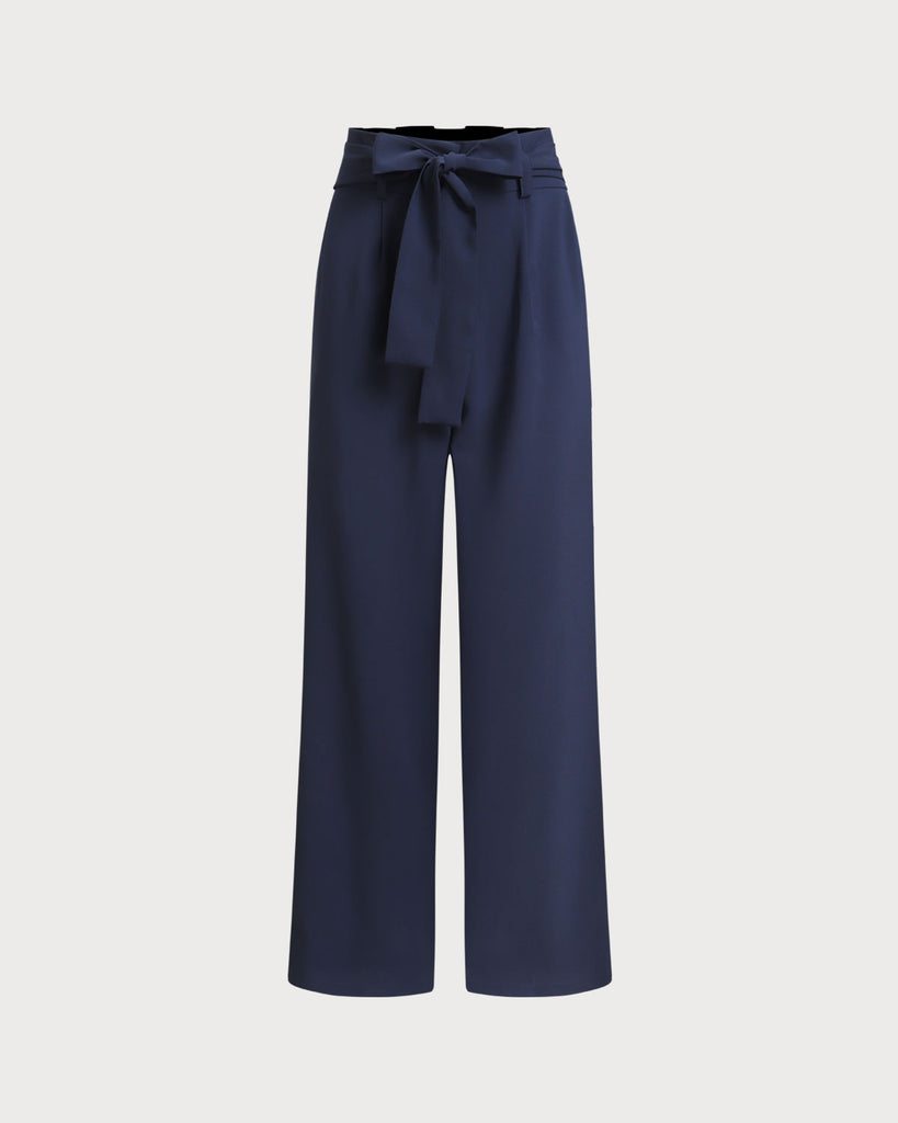 Blue Woven Polyester Pants