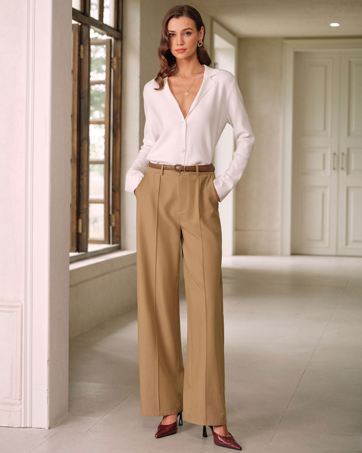 Women's Woven Polyester Pants Bottoms - RIHOAS